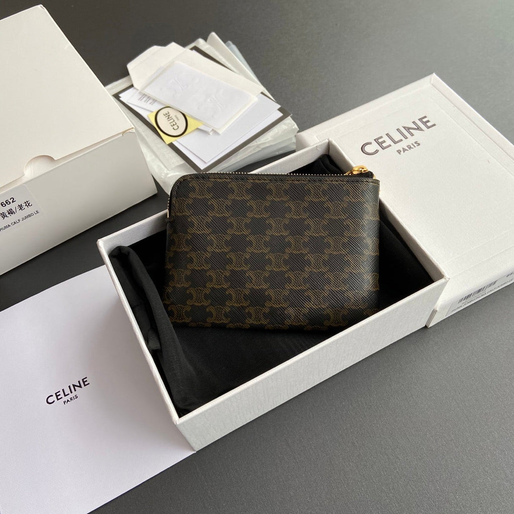 TRIOMPHE Coin Purse Cuir Black Calfskin