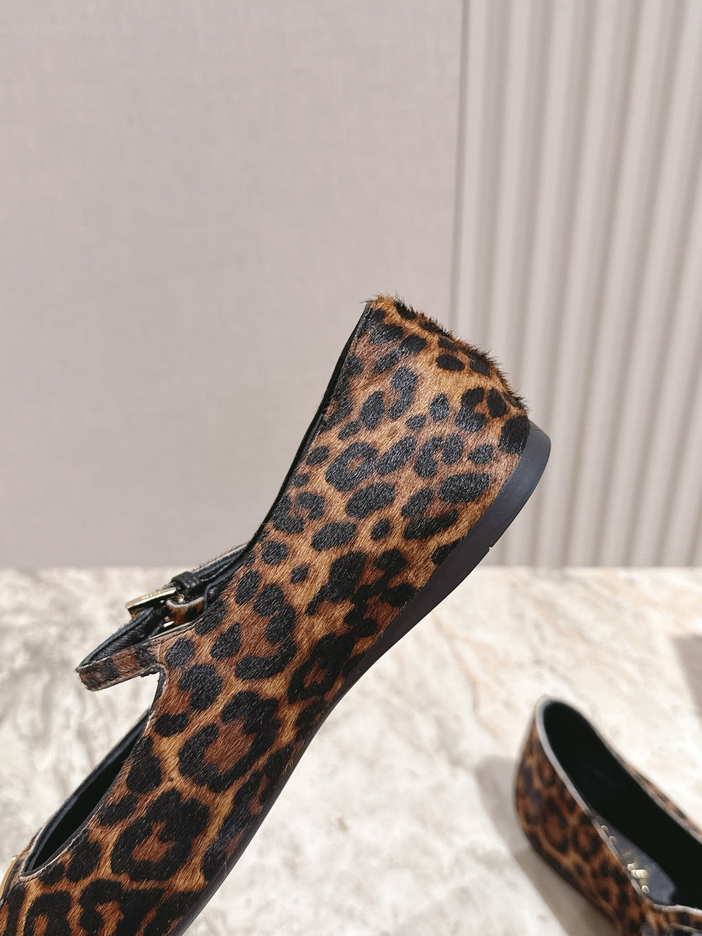 PRA 25s Ballet Flats with Small Buckle Leopard Printed Calf-hair 449706
