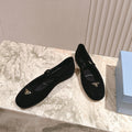 PRA 25s Ballet Flats with Small Buckle Black Suede 449710