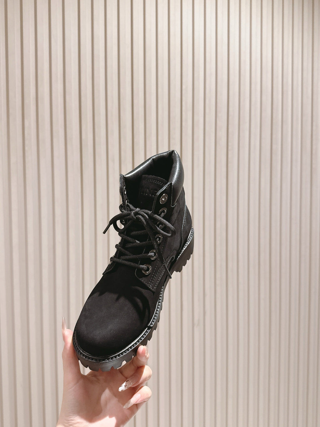 CELINE Kurt Lace-Up Martin Short Boots Black Nubuck Calfskin 452783