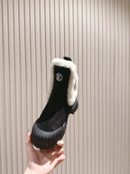 LV Ruby Flat Ankle Boot 50mm Black Suede & Fur 450348