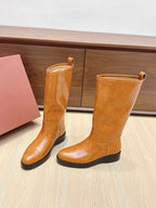 LP Mid-Calf Boots 20mm Brown Cowhide Sheepskin 447744
