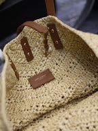 YSL MEDIUM 44CM PANIER BEIGE RAFFIA TOTE BAG
