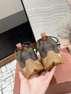 LP Katharina Sneaker In Light Moss Green Mix Earth Brown Calfskin 997605
