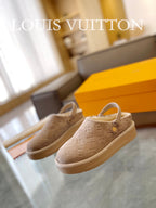 LV Aspen Platform Clog Beige Monogram Suede
