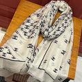 CC Scarf 200 CM In White With Black Logo Cashmere 363602