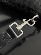 BV 25 Zipped North-South Tote 33.5cm Black Intrecciato Leather