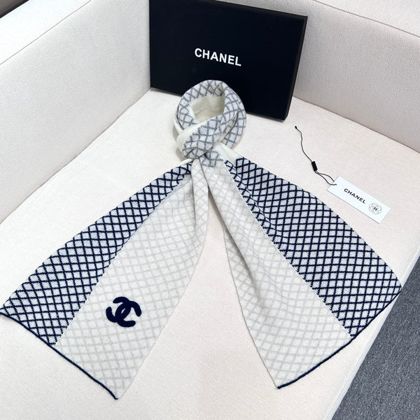 CC Scarf 190 CM In White Mix Black Cashmere  408543