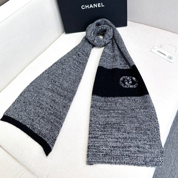 CC Scarf 180 CM In Grey Black Mix Black Cashmere 415136