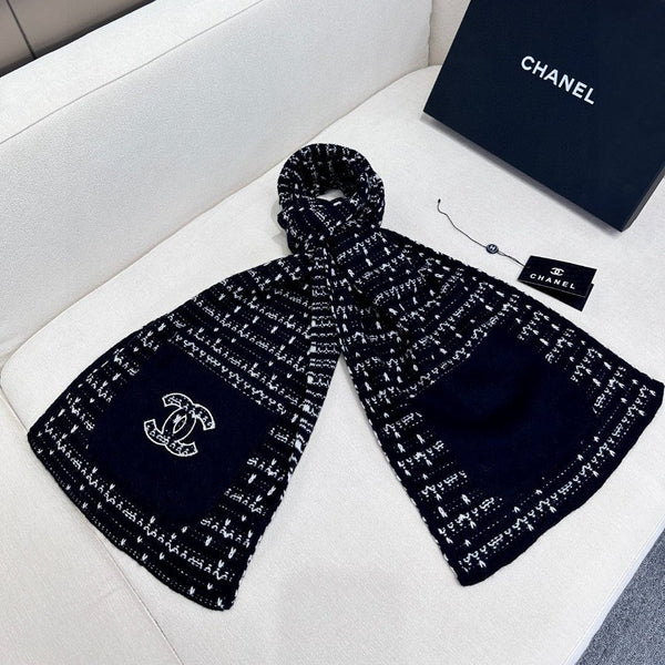 CC Scarf 180 CM In Black White Cashmere 421359