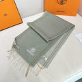 HM Scarf 190 CM Greenish Gray Wool 969439