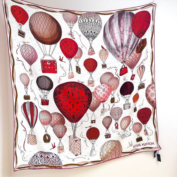 LV urkish Hot Air Balloon Scarf 140cm Red Colorful Cashmere 971099