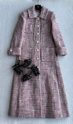 Chanel 25 Long Coat Pink Mohair Wool 318385