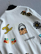Chanel 25 Graffiti Crew Neck Sweatshirt White Cotton 312092