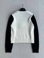 Chanel 25 Deer Print Sweater White mix Black Wool 318394