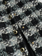 Chanel 2025 Plaid Tweed Vest Jacket Black Wool Polyester 325379