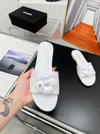 mule sandal flower white calfskin