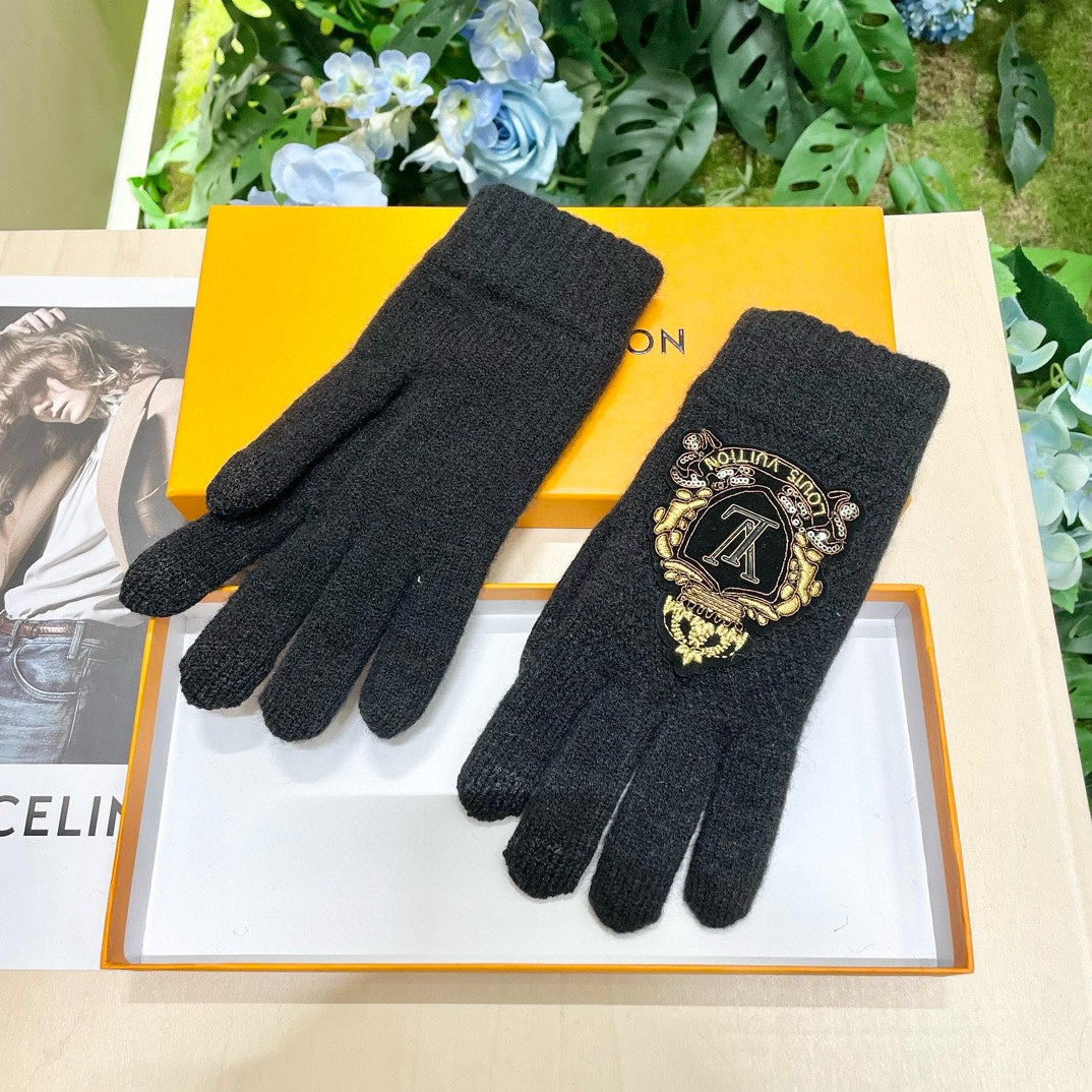 TOUCHSCREEN GLOVES IN BLACK WOOL 454593