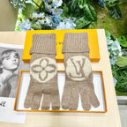 LV GLOVES IN DESERT BROWN WOOL 464990