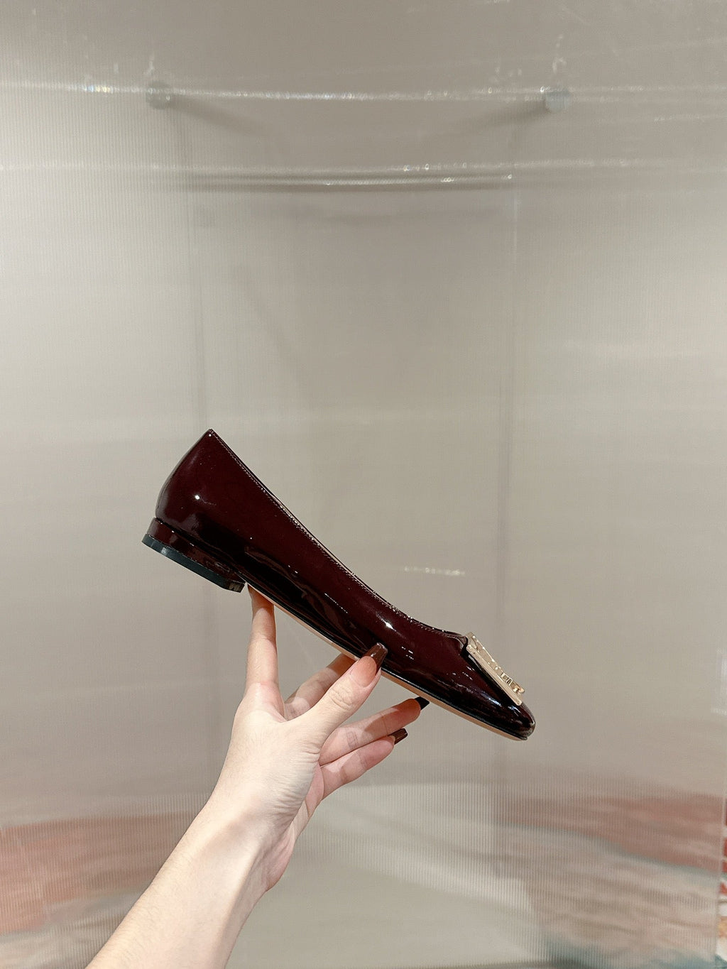 LV Shake Flat Ballerina Wine Red Lambskin