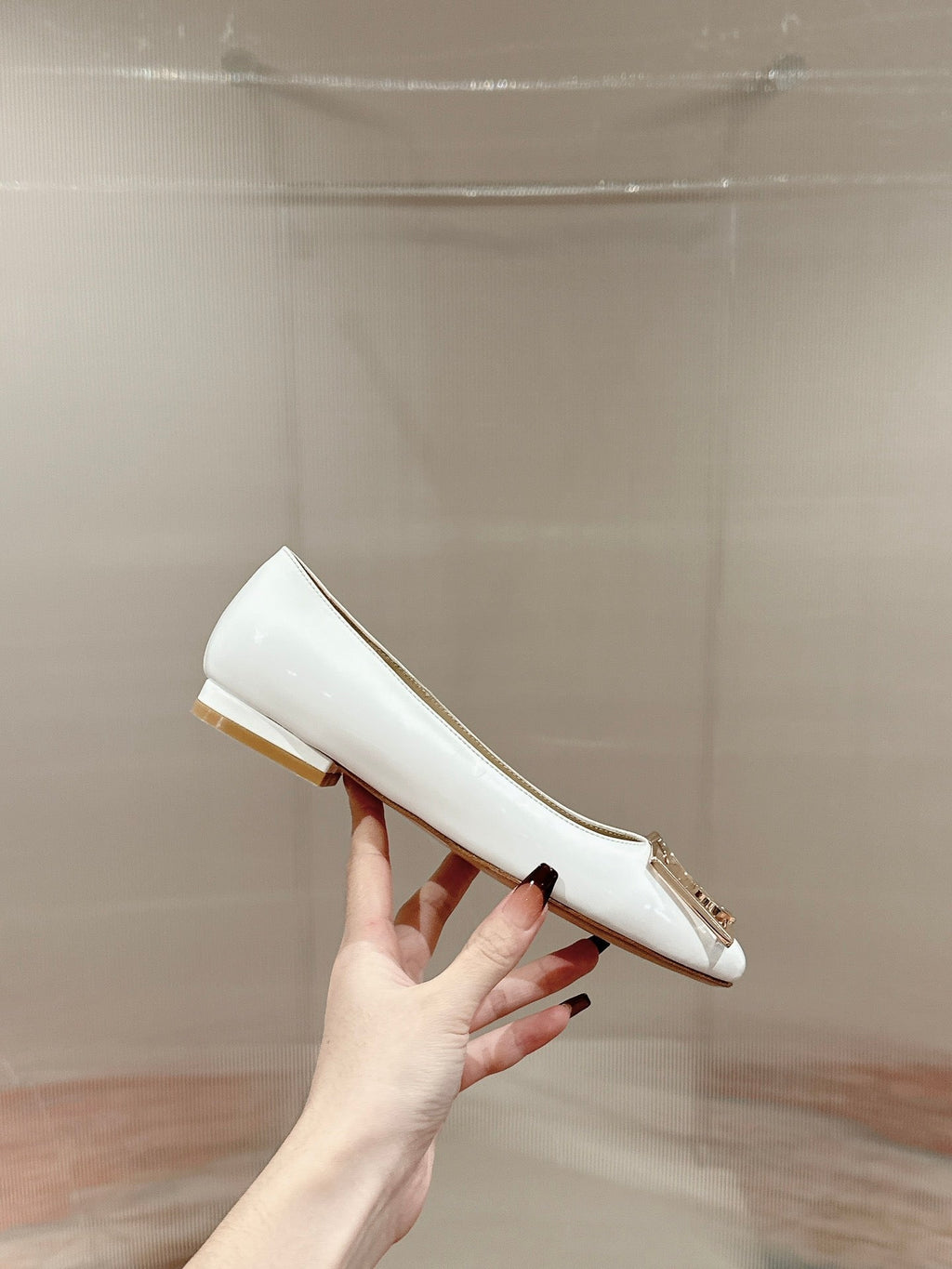 LV Shake Flat Ballerina White Lambskin