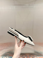 CASSANDRA SLINGBACK FLAT IN WHITE MIX BLACK SMOOTH LAMBSKIN