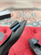 CASSANDRA BALLET FLAT IN BLACK MIX BLUE SMOOTH LAMBSKIN