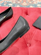 CASSANDRA BALLET FLAT IN BLACK MIX BLUE SMOOTH LAMBSKIN