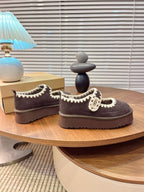 UGG Tazz Mary Jane Shoes Brown-Red Suede Shearing