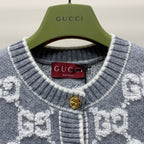 GG 25 Round Neck Knitted Cardigan Grey Wool 0013