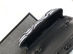 flap bag medium 25 black grey sequin silver hardware