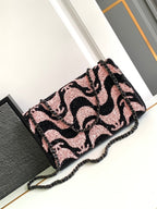 flap bag medium 25 black pink sequin silver hardware