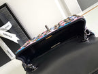 CC 24a Flap Bag 20cm Sequin Satin Black Hardware