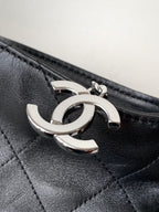 CC Vintage Hobo Bag 40cm Black Lambskin Silver Hardware