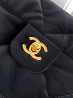 HOBO BAG 32 IN BLACK NYLON WITH GOLD METAL