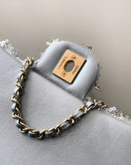 CC 25S Flap Bag 20cm Grey Fringed Sequin Calfskin