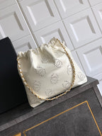 CC 25S Hobo Bag 30cm Cream Calfskin Gold Hardware
