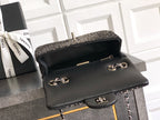 CC Classic Flap Bag 20cm Full Diamond Black Calfskin