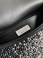 CC Classic Flap Bag 20cm Full Diamond Black Calfskin