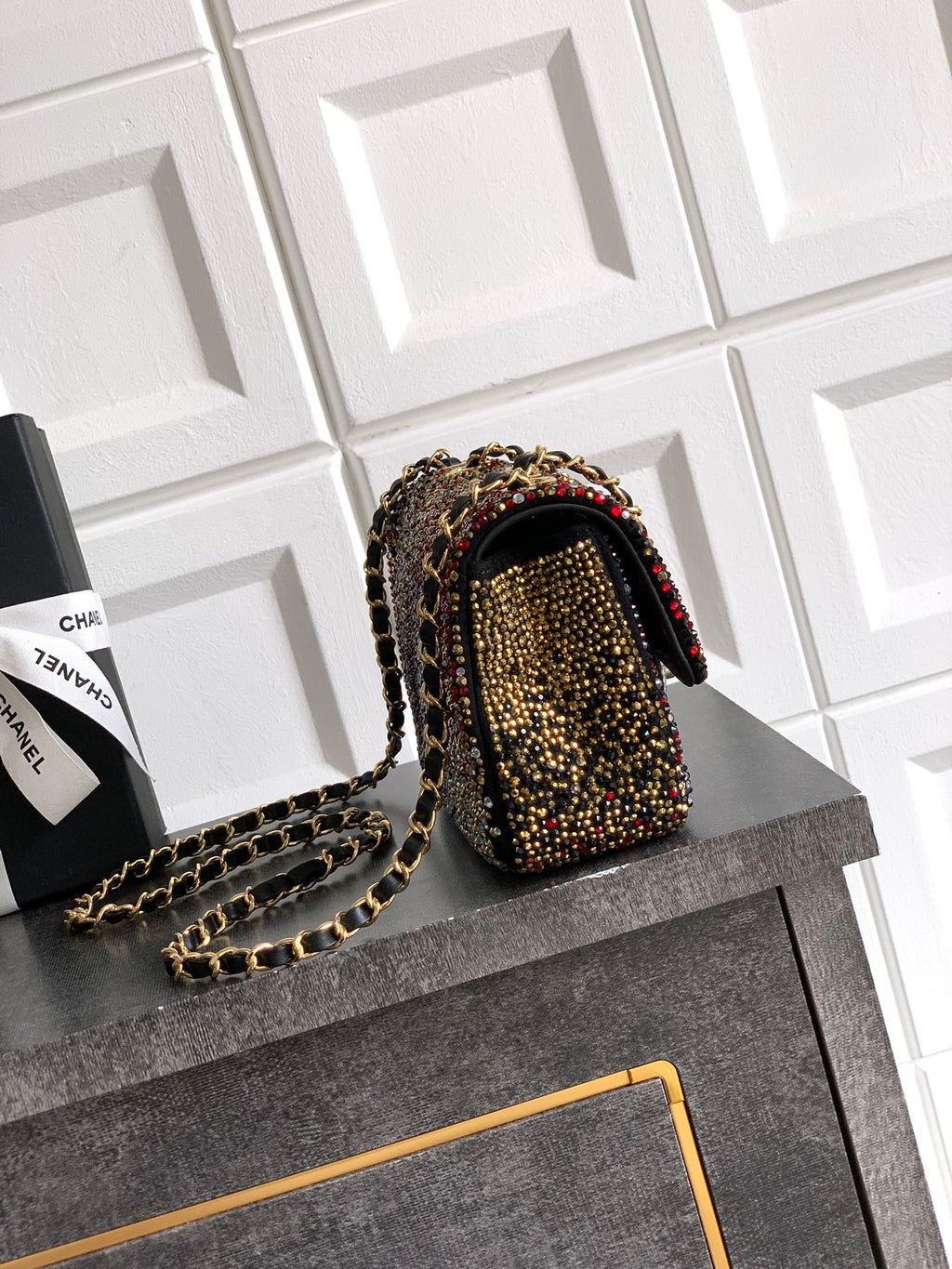 CC Classic Flap Bag 20cm Full Diamond Mutilcolor Calfskin