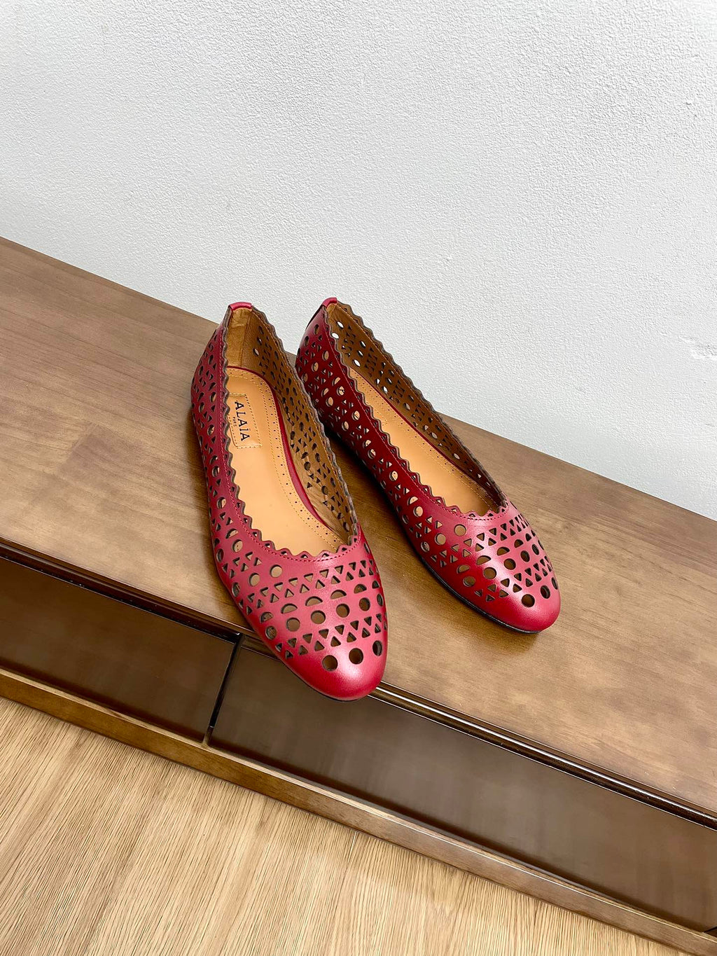 alaia ballet flat dark red vienne lambskin