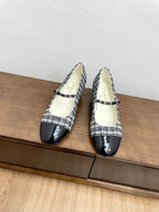 CC Mary Jane Black Tweed Farbic And Cowhide