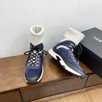 CC Sneaker 30mm Dark Blue White Suede And Wool