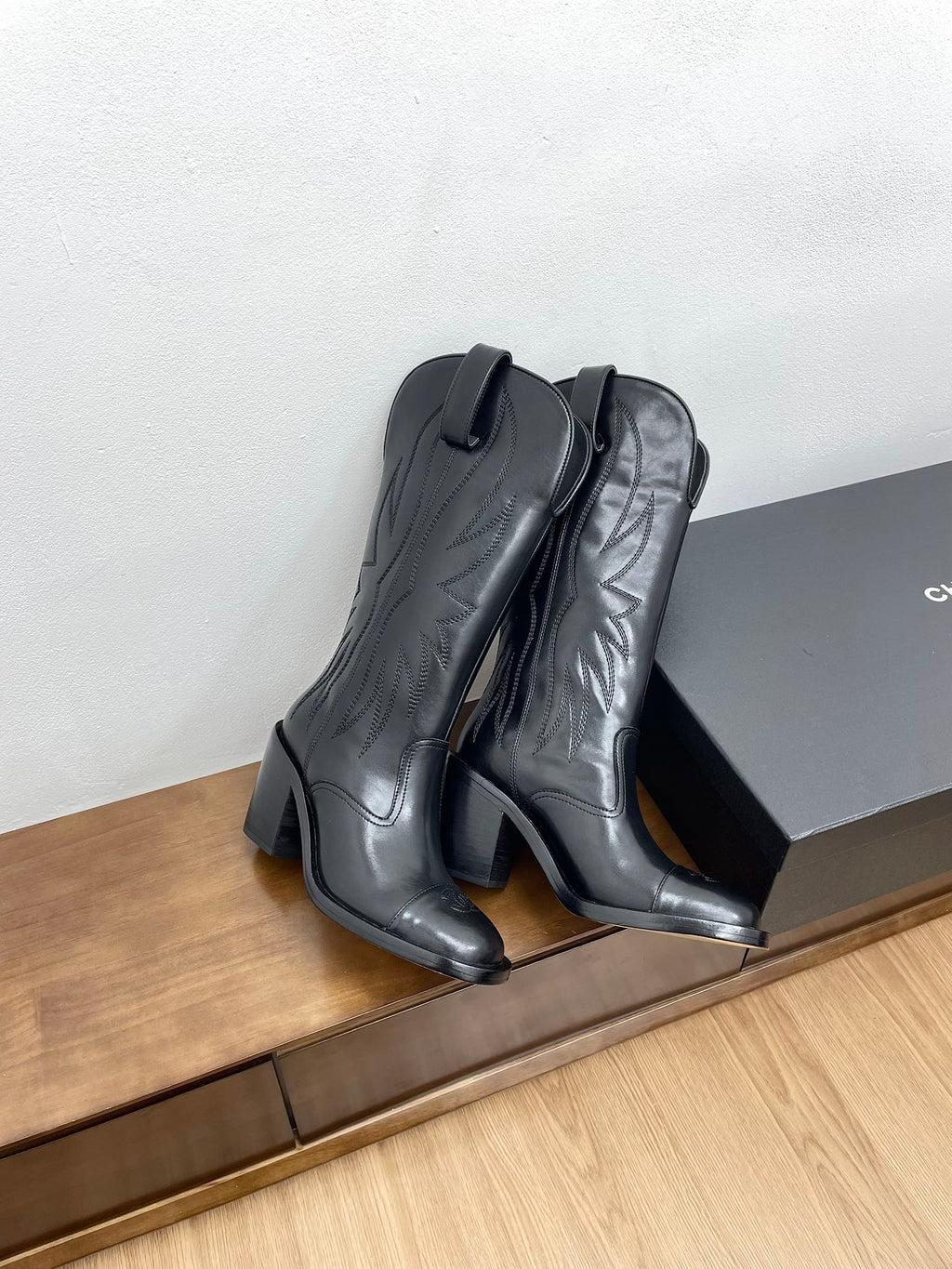 CC High Boots 70mm Black Calfskin