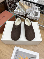 LP Cocooning Floaty Flat Earth Brown Wool Fleece Lining And Suede 989993
