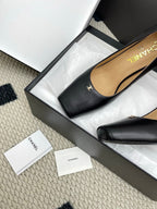 CC Square-Toe Pumps 65mm Black Sheepskin 427015