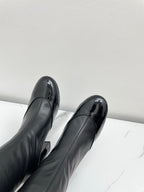 CC Big Bow Chunky Long Boots 80mm Black Cowhide 427064