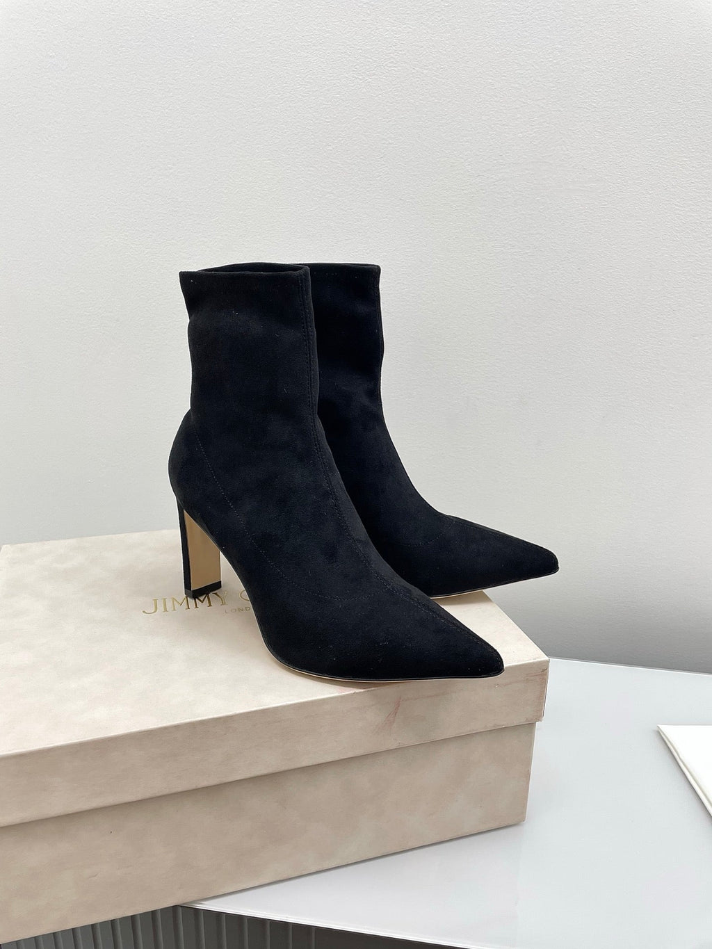 Jimmy Short Boots 85mm Black Suede 511611