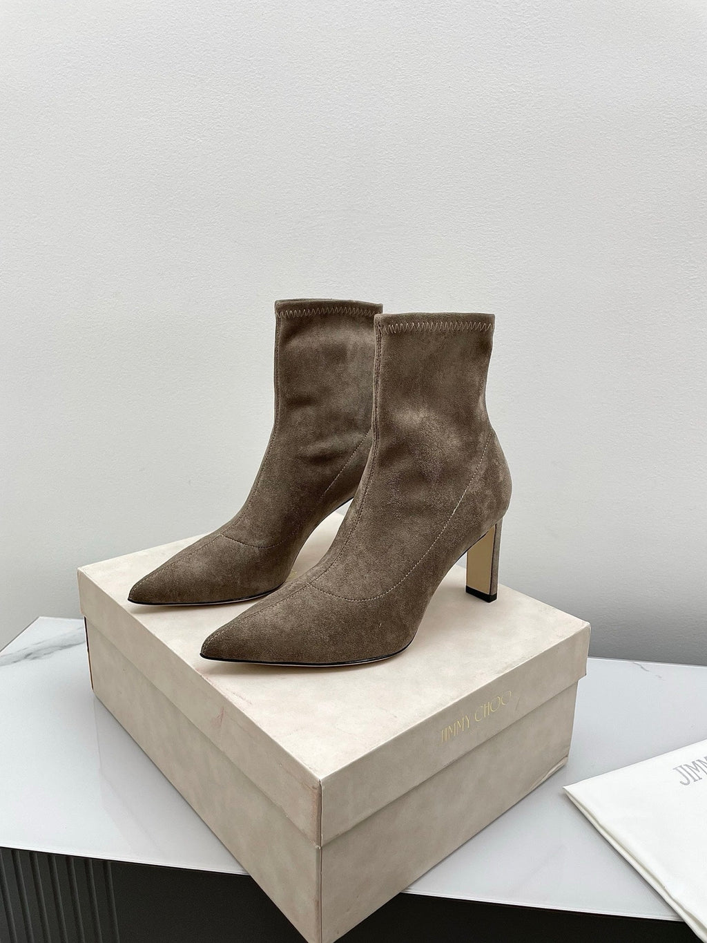Jimmy Short Boots 85mm Olive Clay Suede 511612