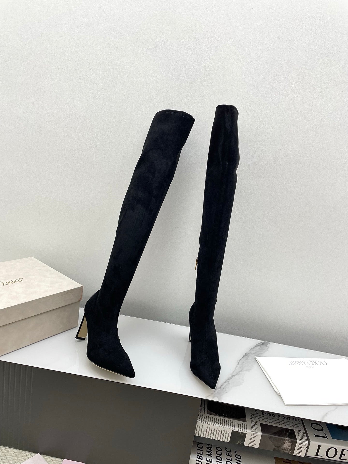 Jimmy Long Boots 85mm Black Suede  511616